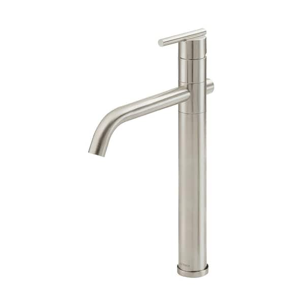 Parma Single Handle Vessel Sink Faucet with Metal Grid Strainer in Brushed Nickel