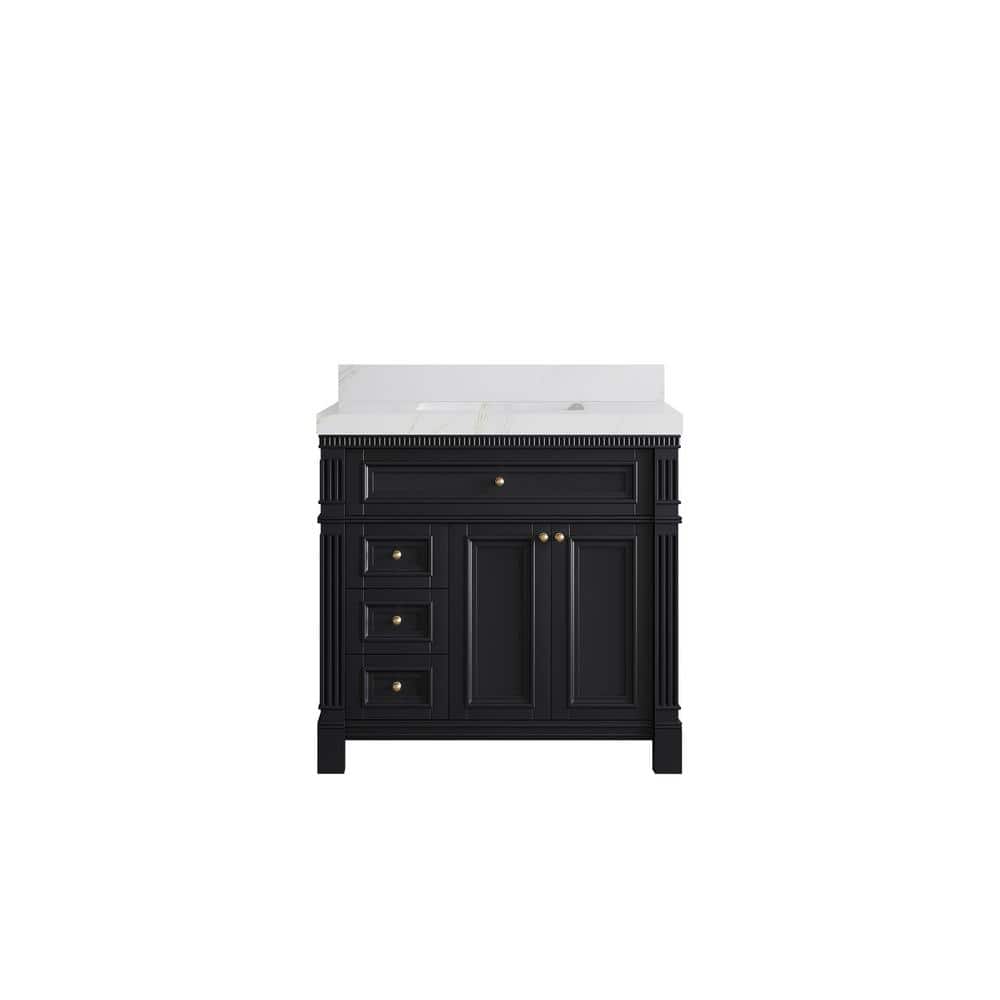 Paris 36 in. W x 22 in. D x 36 in. H Single Sink Bath Vanity Center in Black with 2 in. Calacatta Sienna qt. Top price history on PriceWatchPro