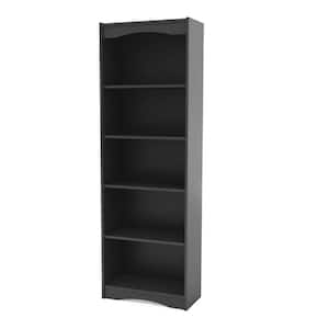 Hawthorn 72 in. Midnight Black Wood 5-shelf Standard Bookcase with Adjustable Shelves