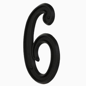 5-1/2 in. Black Plastic House Number 6