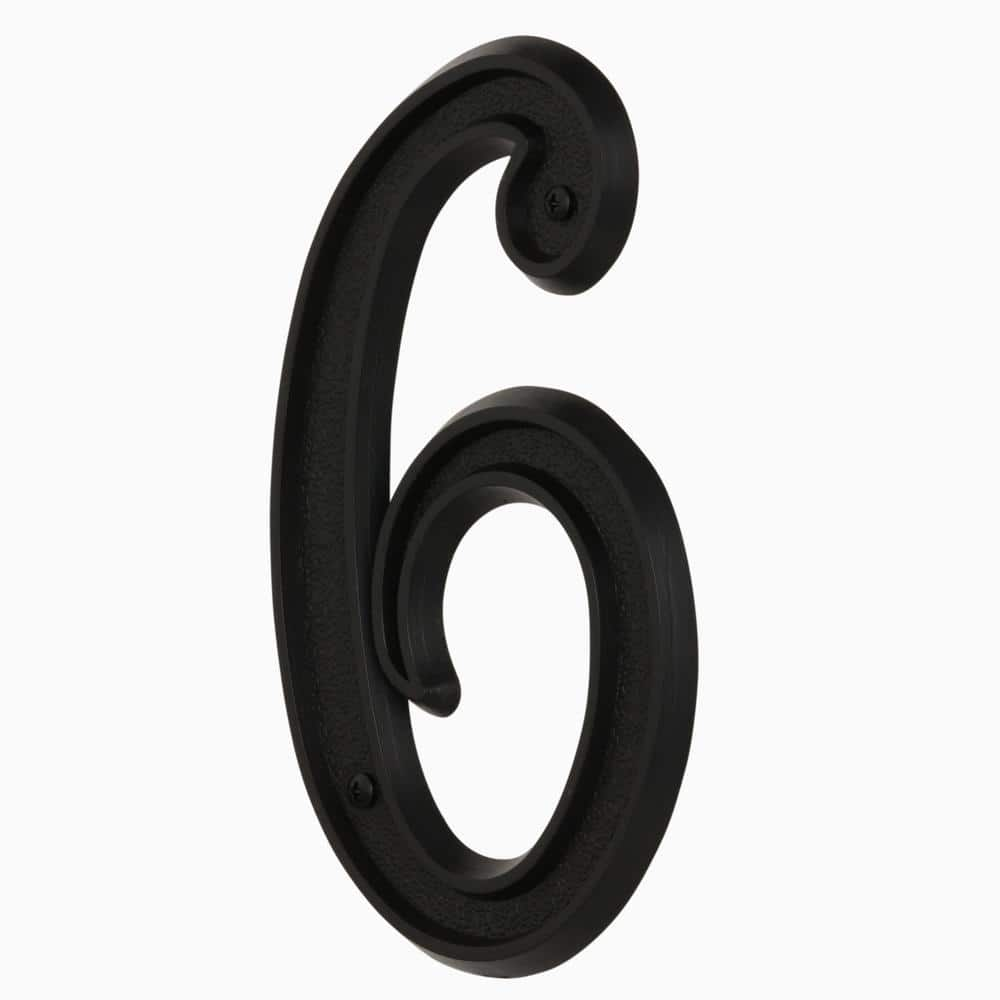 Everbilt 5-1/2 in. Black Plastic House Number 6 30966