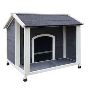 39.38 in. W Gray Outdoor Wooden Windproof and Warm Dog Kennel