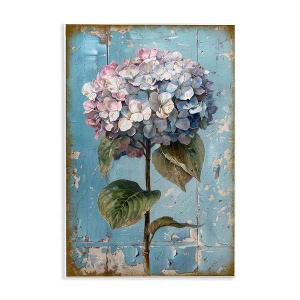 Hydrangea on Distressed by LSR Design Studio Unframed Nature Graphic Art Print 19 in. x 13 in.