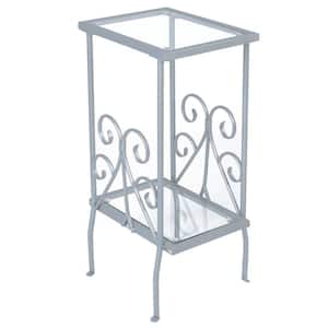 Jasmine 30 in. Silver and Clear Metal End Table