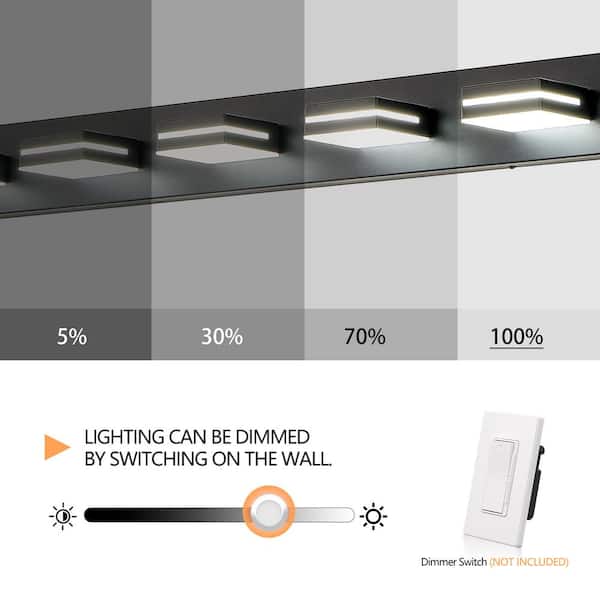 47 in. W 6-Lights LED Vanity Light for Bathroom, Black Wall Sconce Over Vanity Mirror, Cool White 6000K