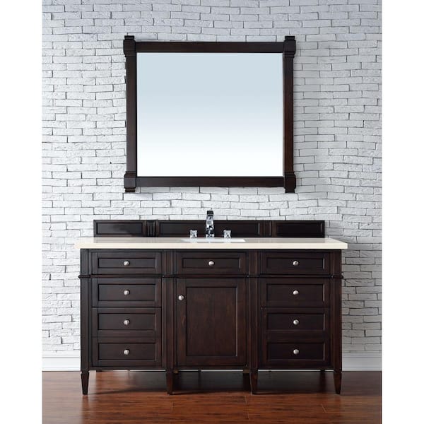 James Martin Vanities Brittany 60 in. W x 23.5 in. D x 34 in. H Bath Vanity in Burnished Mahogany with Eternal Marfil Quartz Top