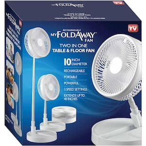 2-in-1 Adjustable-Height 40 in. Ultra Lightweight Portable My Foldaway Rechargeable 3-Modes Floor and Table Pedestal Fan