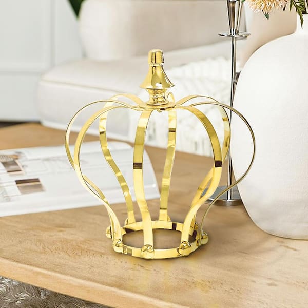 8.5 in. Gold Table Decor Decorative Corwn Metal Accent Piece
