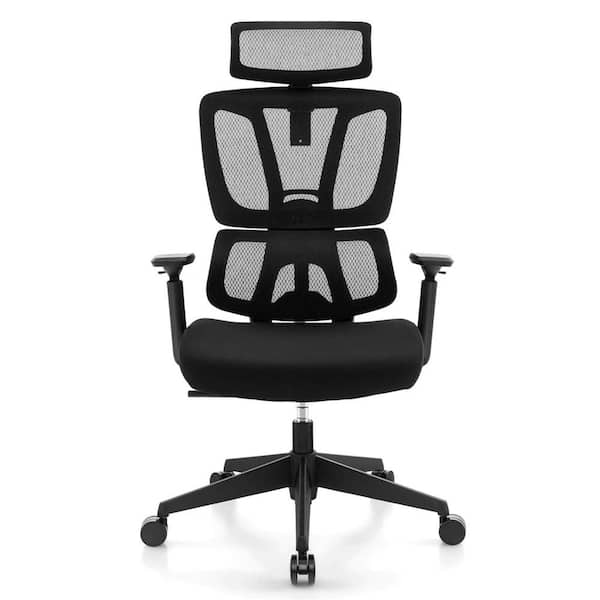 Costway Mesh Adjustable Height Ergonomic Office Chair Desk Chair Breathable Mesh Chair in Black with Arms