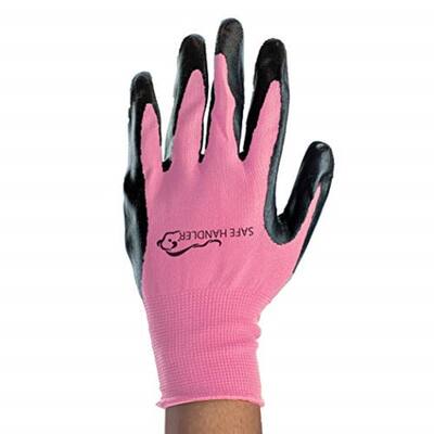 Nitrile Pink/Black OSFM Firm Grip Work Gloves (Pack of 12-Pairs)
