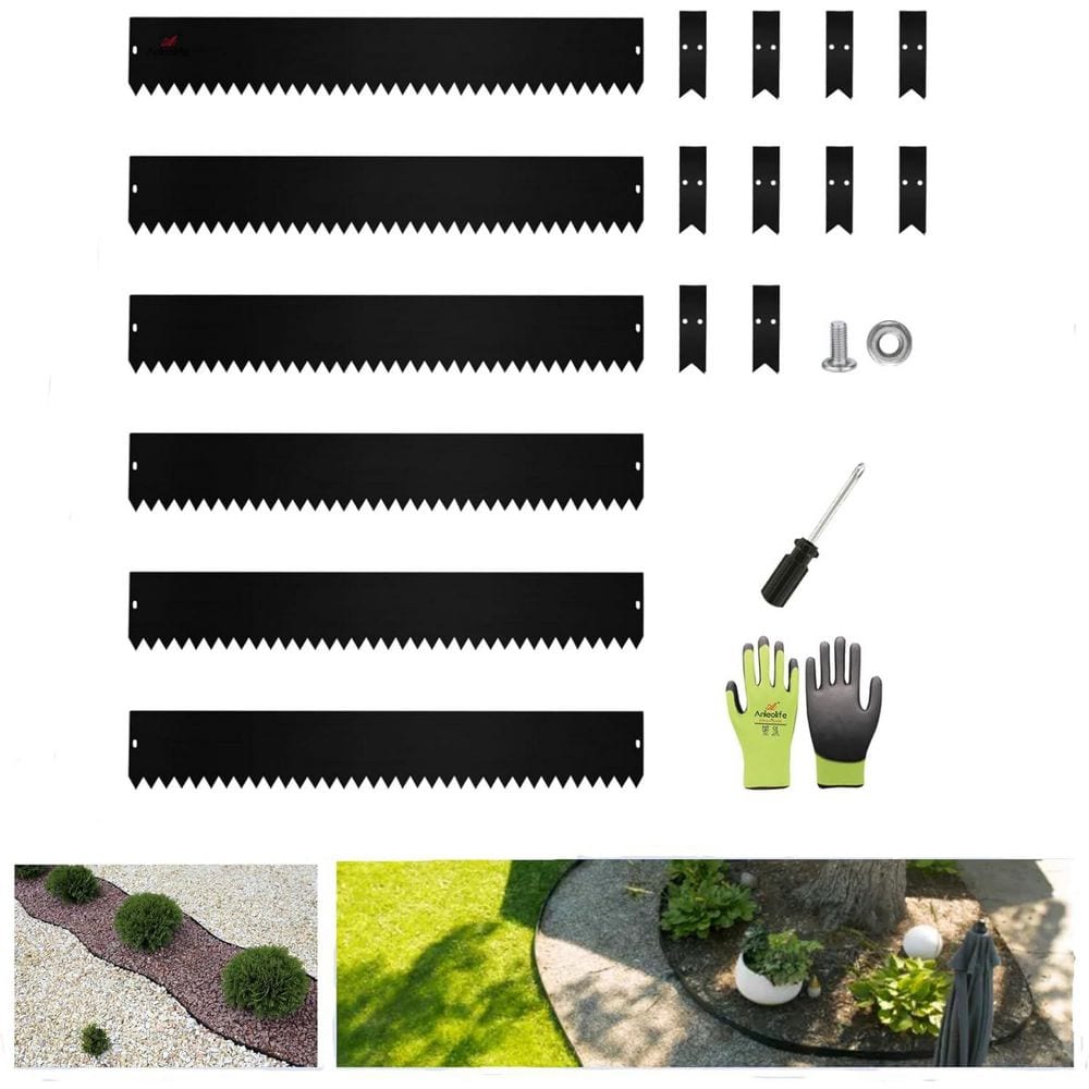 6-Pack 40 in. L x 6 in. H Black Steel Garden Landscape Edging, Bendable Law