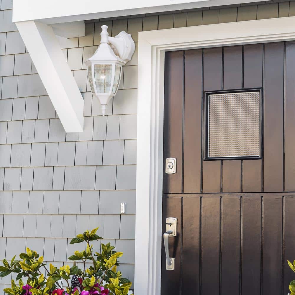 White Cast Aluminum Outdoor Wall Lantern with Clear Glass