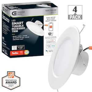 5 in./6 in. Smart Adjustable CCT Integrated LED Recessed Light Trim Powered by Hubspace (4-Pack)