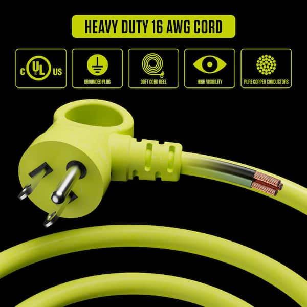 Masterplug Cassette Reel 30 ft. 16 AWG/3 10 Amp Extension Cord