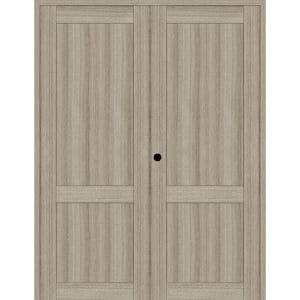 2 Panel Shaker 56 in. x 96 in. Right Active Shambor Wood Composite Solid Core Double Prehung Interior Door