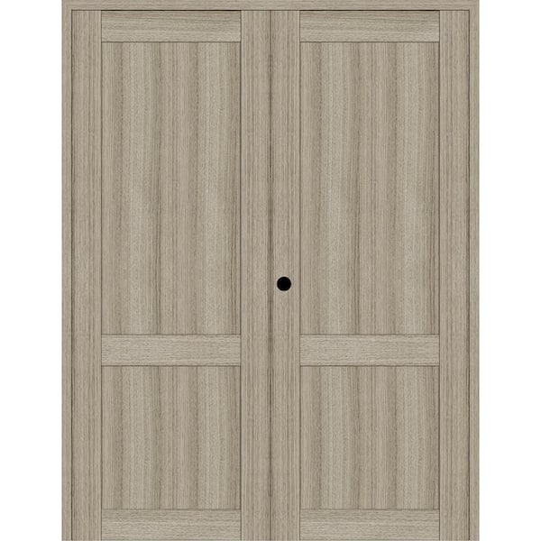2 Panel Shaker 72 in. x 96 in. Right Active Shambor Wood Composite Solid Core Double Prehung Interior Door