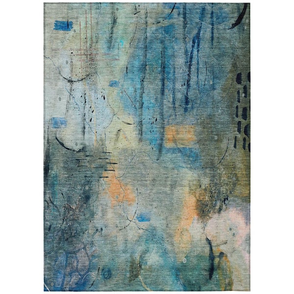 Chantille Machine Washable Indoor/Outdoor Abstract ACN2032 Teal 5 ft. x 7 ft. 6 in. Area Rug