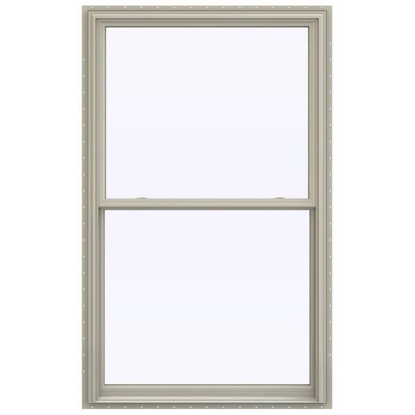 JELD-WEN 43.5 in. x 71.5 in. V-2500 Series Desert Sand Vinyl Double Hung Window with BetterVue Mesh Screen