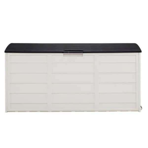 75 Gal. Outdoor Garden Plastic Storage Deck Box Chest Tools Cushions Toys Lockable Seat