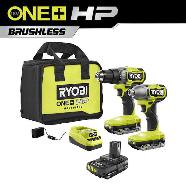 ONE+ HP 18V Brushless Cordless 2-Tool Combo Kit w/(2) 2.0 Ah Batteries, Charger, Bag, and ONE+ 2.0 Ah Battery