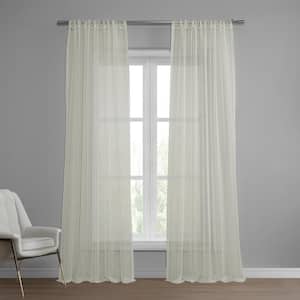 Montpellier Patterned Faux Linen Sheer Curtain - 50 in. W x 108 in. L Rod Pocket with Hook belt Single Window Panel
