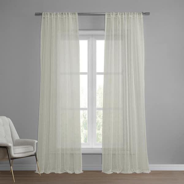 at Home 2-Pack White & Linen Embroidered Metallic Geo Grommet Curtain Panels, 63