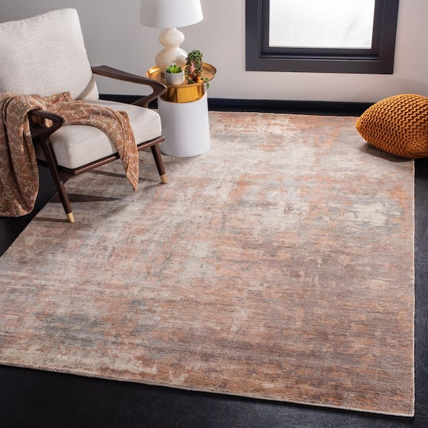 Mirage 8 ft. x 10 ft. Rust/Silver Marble Distressed Area Rug