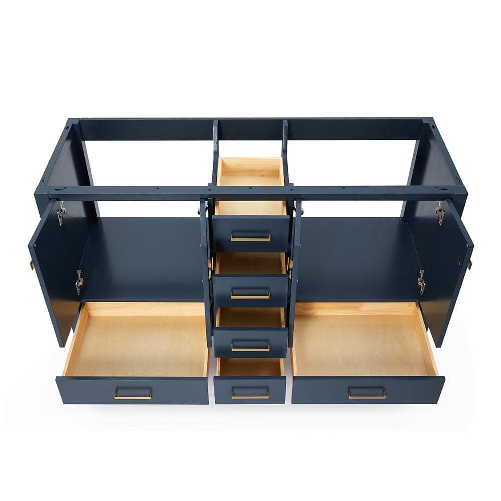 Cambridge Midnight Blue 60" Double Freestanding Vanity Cabinet