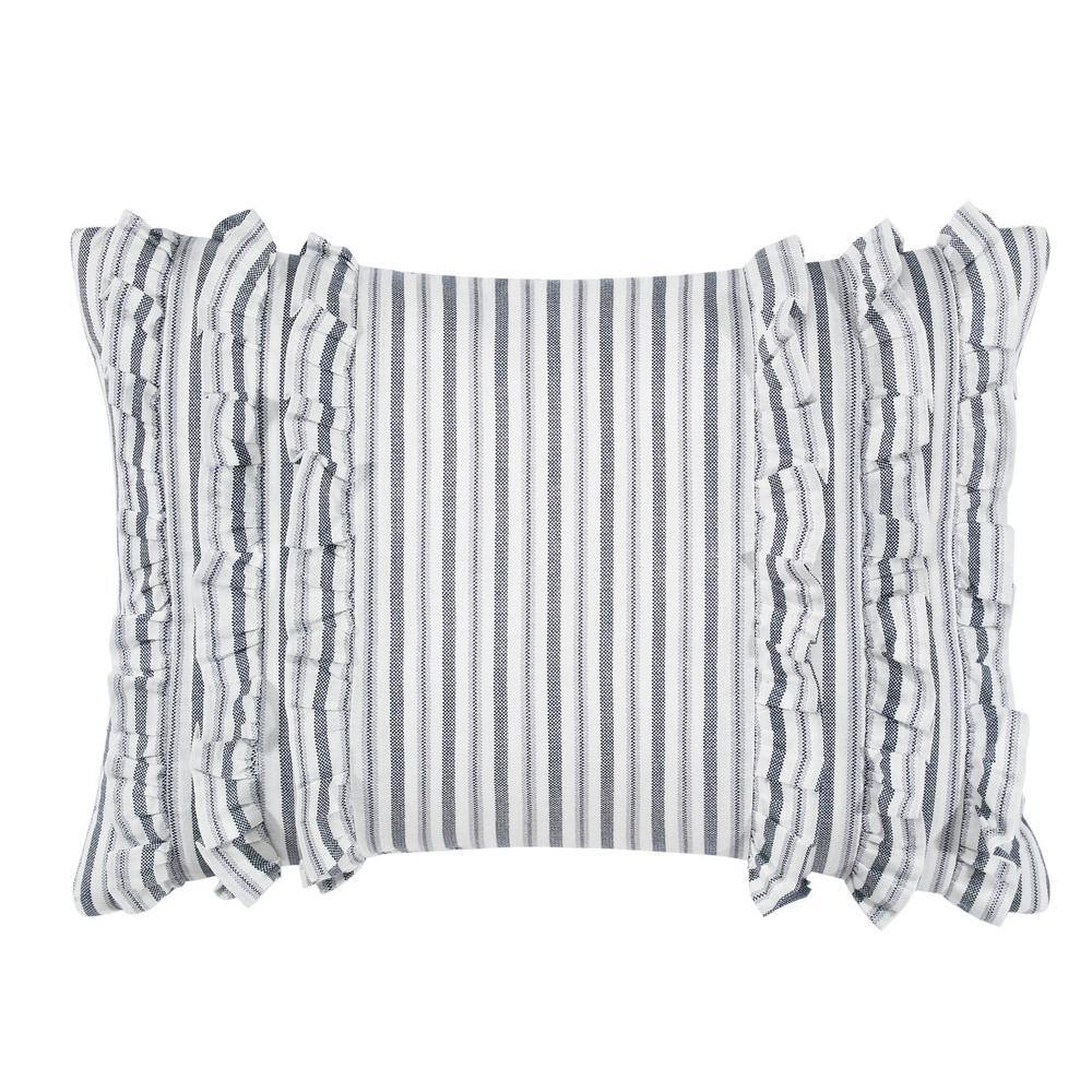 King Gray Floral Cotton 7-Piece Ruffled Bedspread Cover Set