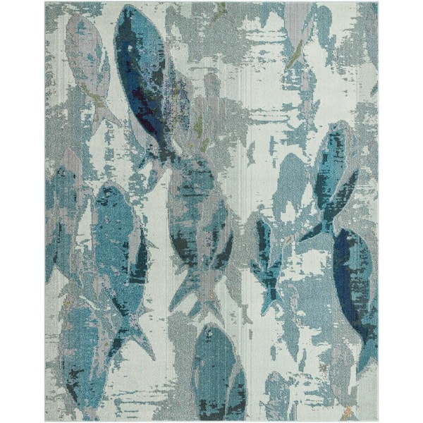 Unique Loom Positano Marooned Light Blue 8' 0 x 10' 0 Area Rug