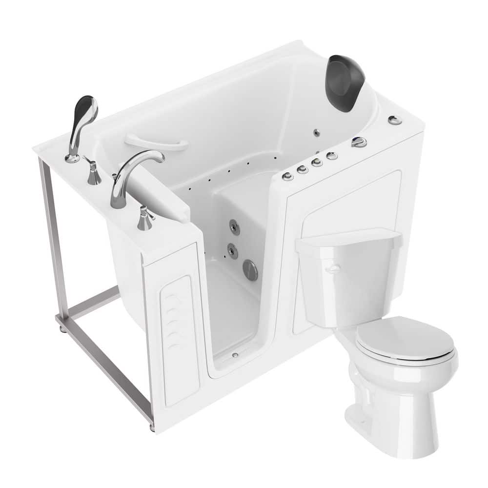 Universal 52 in. x 30 in. Left Drain Combination Jetted Bathtub in White with Rounded Toilet and Soft Close Lid price history on PriceWatchPro