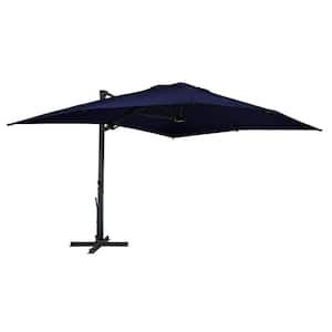 10x13 ft. 360° Rotation Square Cantilever Patio Umbrella with LED Light in Navy Blue