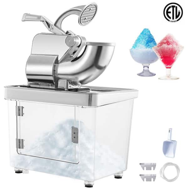 110 V Commercial Ice Crusher 440 lbs. /h, 1196 oz., White, ETL Approved 300 W Electric Snow Cone Machine Stainless Steel
