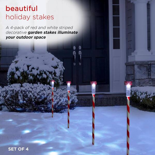 Red and Green Solar Christmas Holiday Light Stakes (2-Piece)