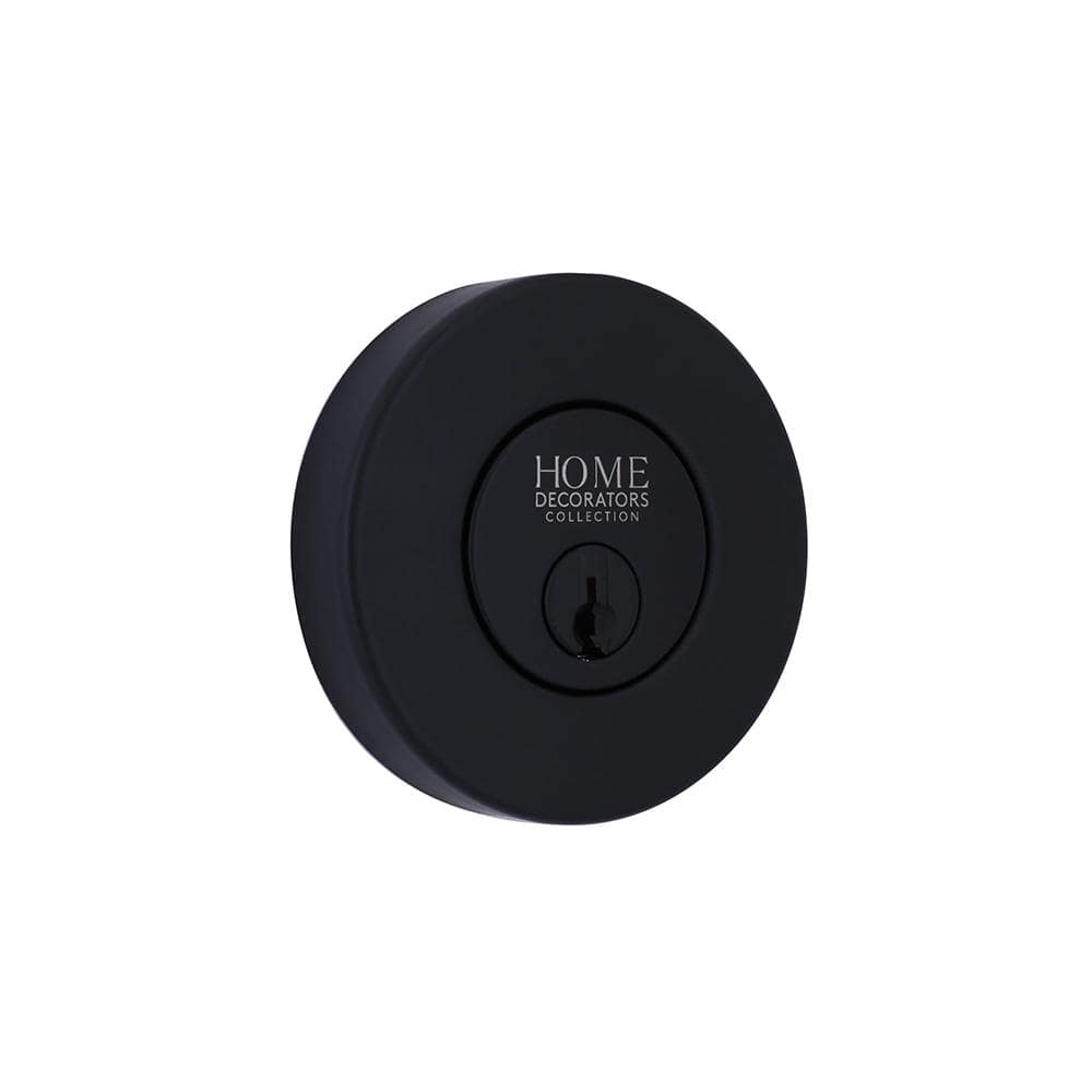 Round Matte Black Single Cylinder Deadbolt Featuring Dual Keyway