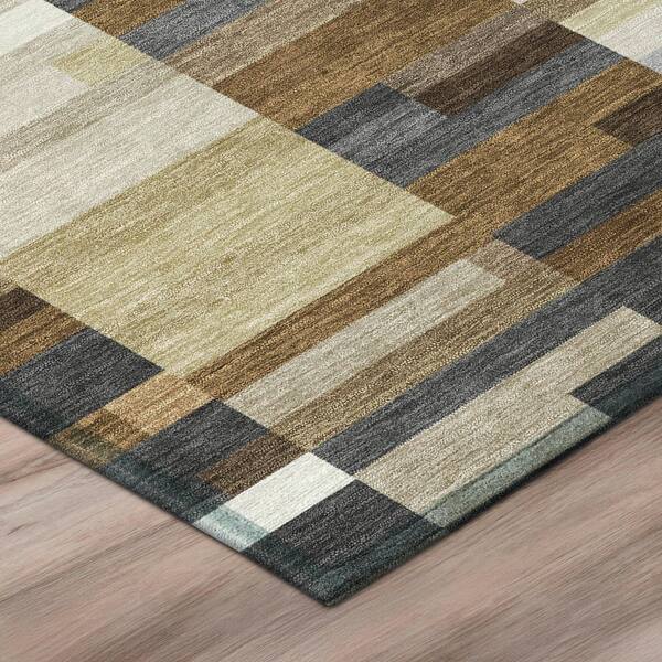 Chantille Machine Washable Indoor/Outdoor Abstract ACN3107 Chocolate 8 ft. x 8 ft. Round Rug