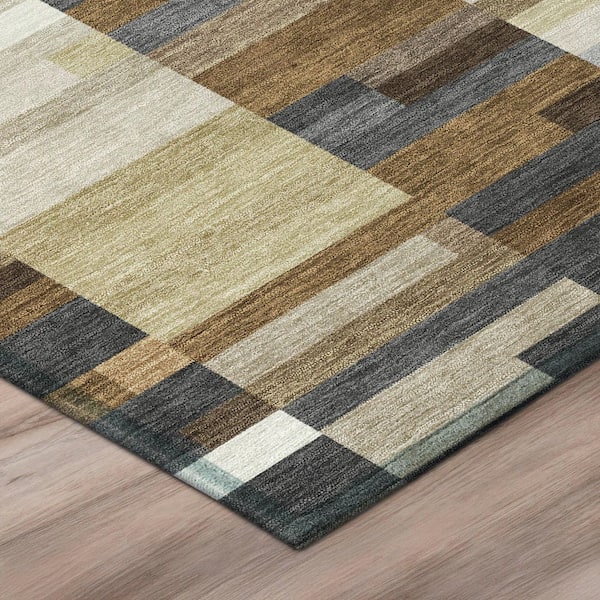 Chantille Machine Washable Indoor/Outdoor Abstract ACN3107 Chocolate 9 ft. x 12 ft. Area Rug