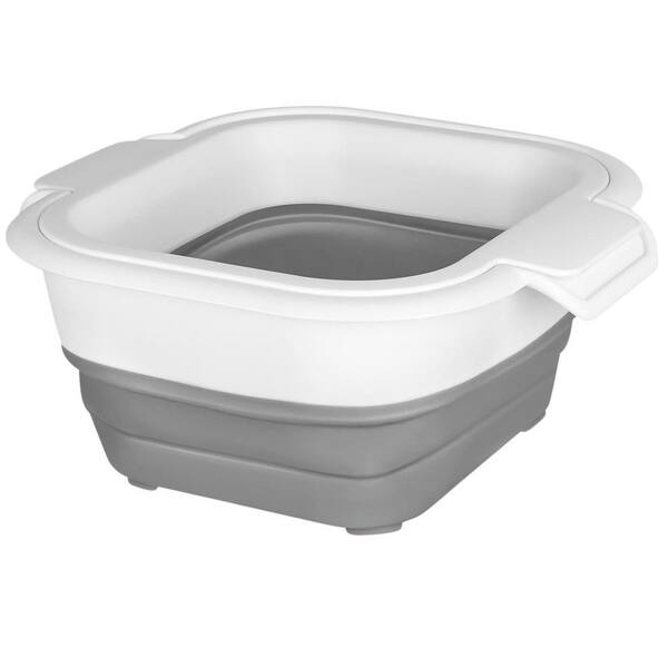Gray 2-in-1 Collapsible Colander Set, Plastic Foldable Strainer Bowl and Fruit Basket, Set of 2