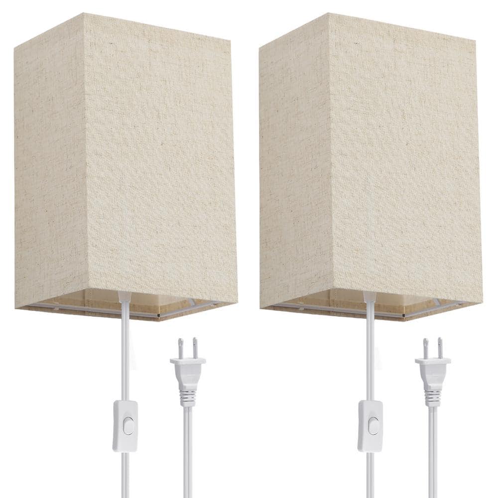 Cedar Hill 1-Light Square White Fabric LED Wall Sconce with Bulb (2-Pack)  418708 - The Home Depot