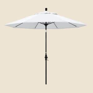 9 ft. Fiberglass Market Collar Tilt M Black Patio Umbrella in White Olefin