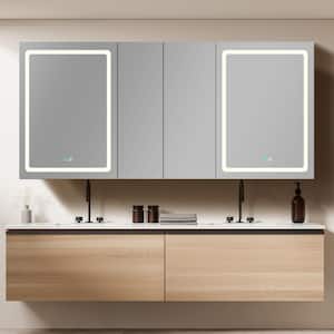60 in. W x 30 in. H Rectangular Black Aluminum Surface Mount Defogging Led Medicine Cabinet with Mirror for Bathroom