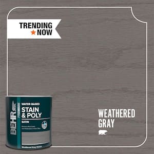 1 qt. TIS-086 Weathered Gray Satin Semi-Transparent Water-Based Interior Wood Stain and Poly in One