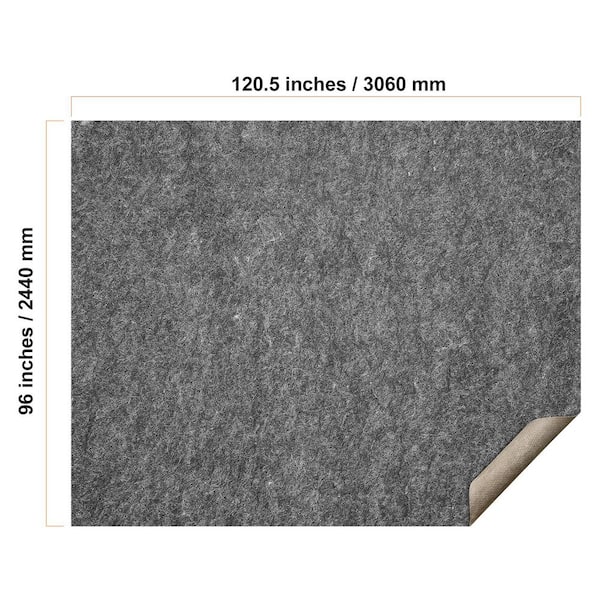 Slip-Resistant Rug Pad-Protective Cushioning Carpet Pad-8 ft. x 10 ft.-1/4 in. Thick, Polyester Felt, Latex-Gray
