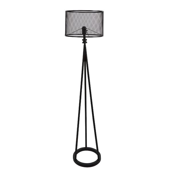 Silverwood Furniture Reimagined 64 in. Woodruff Industrial Tripod Black Floor Lamp with Shade