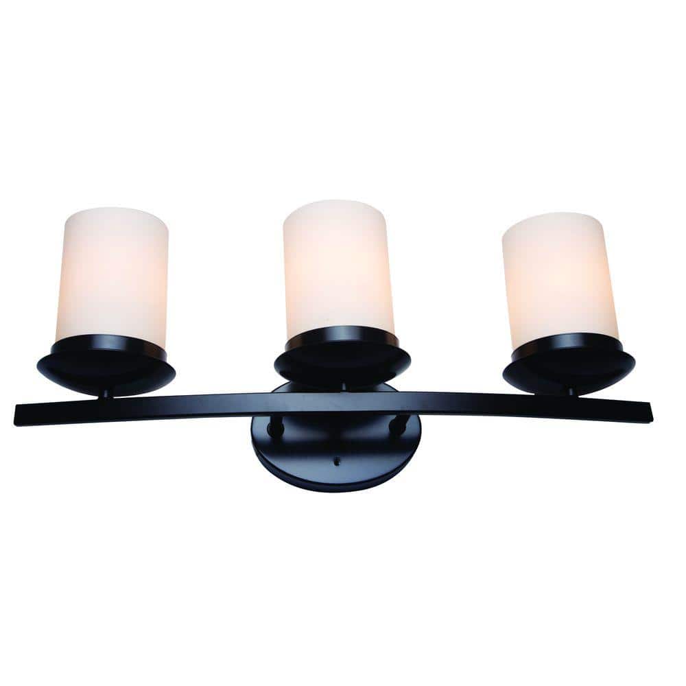 UPC 845805043339 product image for Columbia Rock 3-Light Oil Rubbed Bronze Bathroom Vanity Light with White Glass S | upcitemdb.com