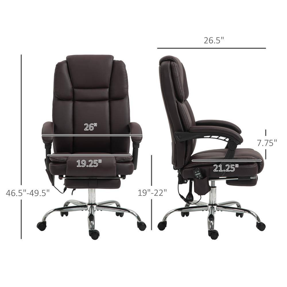 Vinsetto Dark Brown Leather Swivel Massage Office Chair with Heat