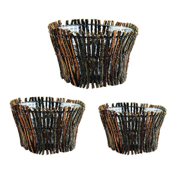 Syndicate 7 in., 8 in., 9 in. Wood Grapevine Baskets (Set of 3)