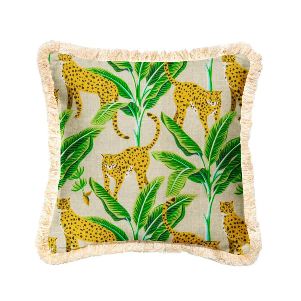 Yellow/Green Outdoor Fringe Throw Pillows