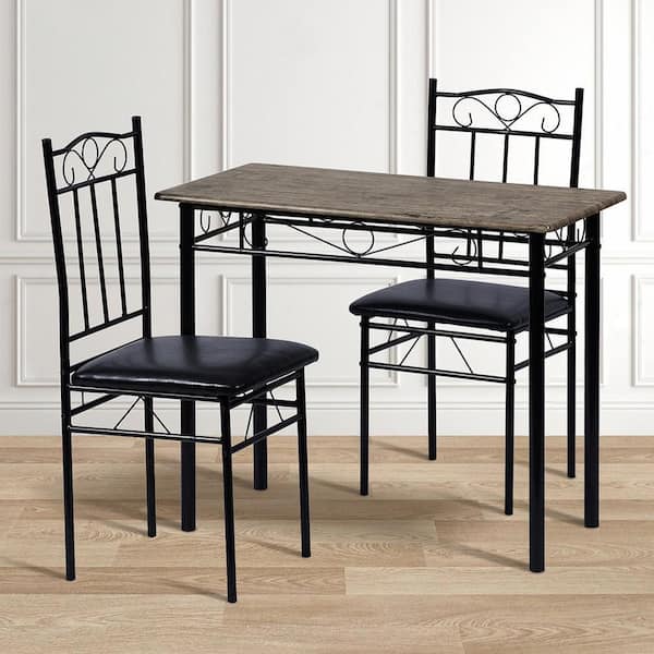 Restaurant Set of 36 Square Black Table On Heavy Duty Black Iron Cast Base  with Four X-Back Commercial-Grade Walnut Restaurant Chair -  ModernLineFurniture®