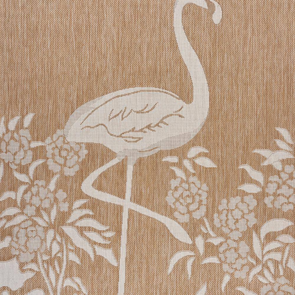 Beige Flamingo Bird Synthetic Indoor/Outdoor Area Rug 5' x 7'